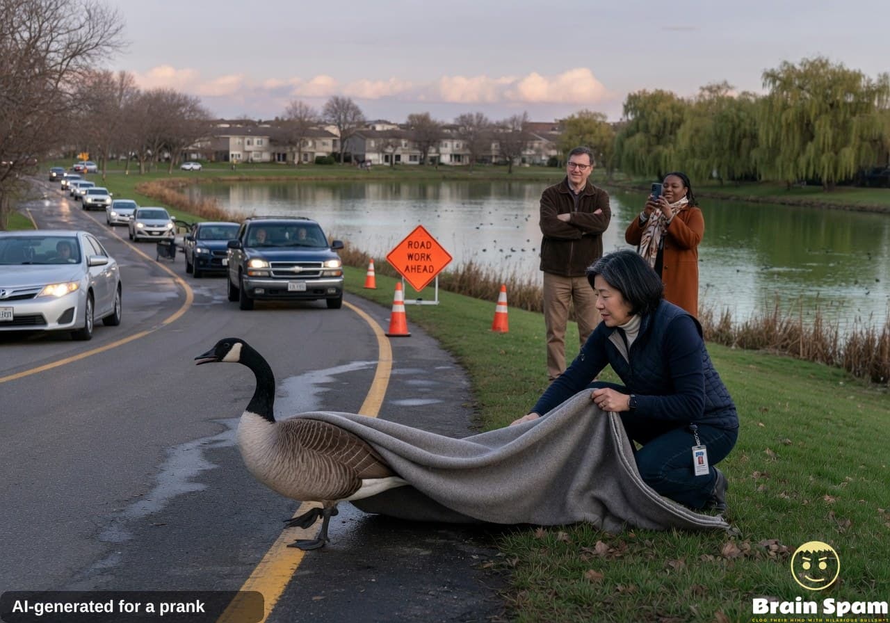 Carla Su Spreads Kindness To Pond Side Traffic Guide